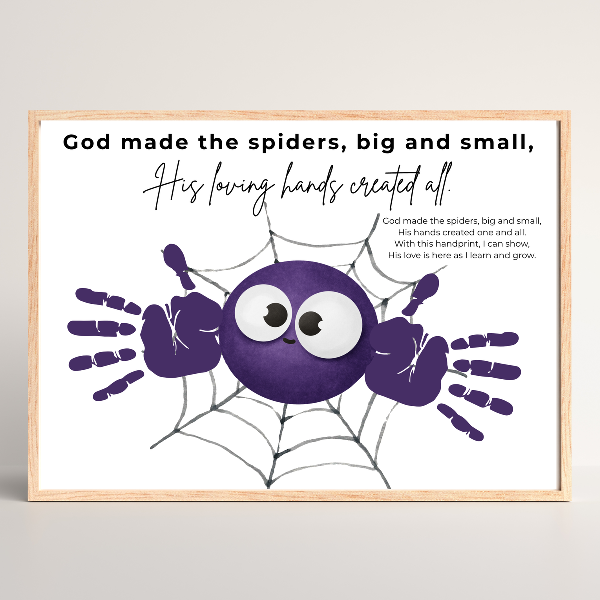 Christian Halloween Spider Handprint Craft Printable | God Made the Spiders Kids Craft | Sunday School Halloween Activity | Christian Keepsake