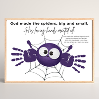 Christian Halloween Spider Handprint Craft Printable | God Made the Spiders Kids Craft | Sunday School Halloween Activity | Christian Keepsake