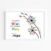 Mother’s Day Fingerprint Craft Printable | I Couldn’t Wish for a Better Mom | Dandelion Keepsake Gift from Kids | Preschool DIY Printable