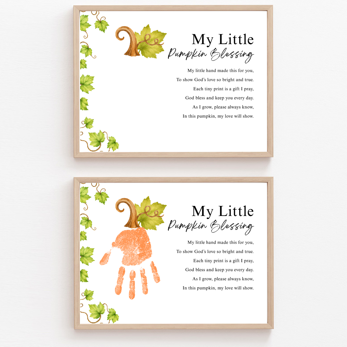 My Little Pumpkin Blessing Handprint Craft Printable | Christian Fall Keepsake | Preschool Pumpkin Handprint Activity