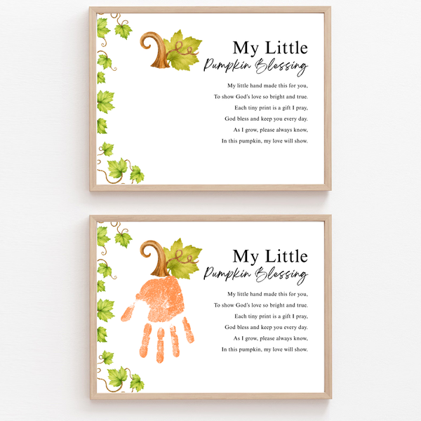 My Little Pumpkin Blessing Handprint Craft Printable | Christian Fall Keepsake | Preschool Pumpkin Handprint Activity