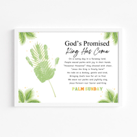 Palm Sunday Poem Handprint Craft Printable | “God’s Promised King Has Come” Christian Kids Activity | Easter Faith-Based Keepsake PDF