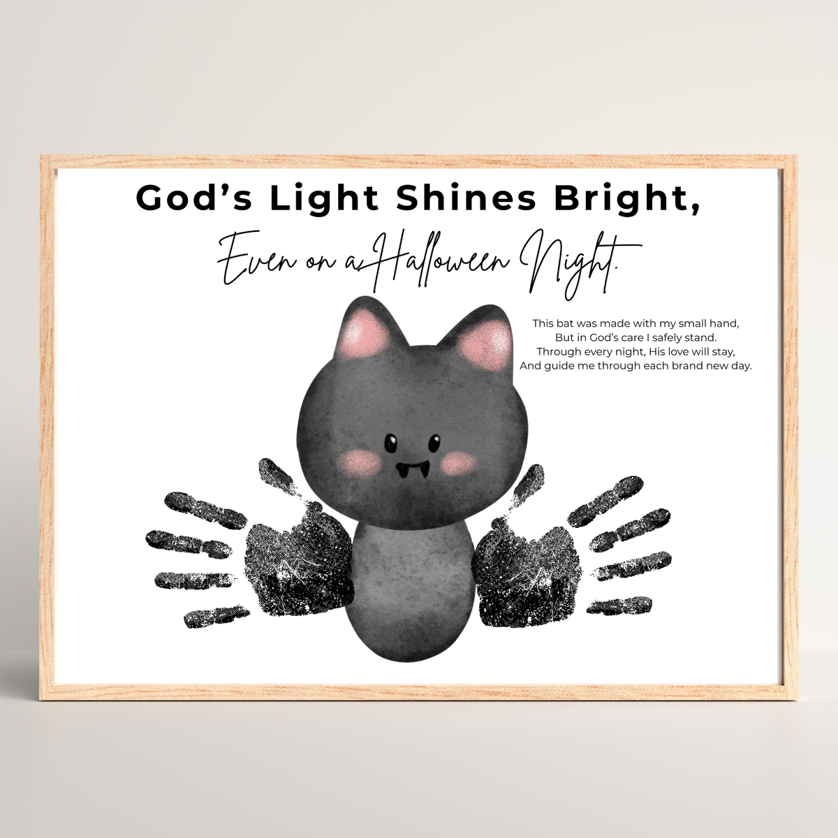 Christian Halloween Bat Handprint Craft Printable | Faith-Based Halloween Keepsake Activity for Kids | Preschool Christian Halloween Craft | Sunday School Printable