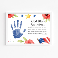 Christian Memorial Day Handprint Craft Printable | God Bless Our Heroes Keepsake | Patriotic Kids Activity | Sunday School PDF