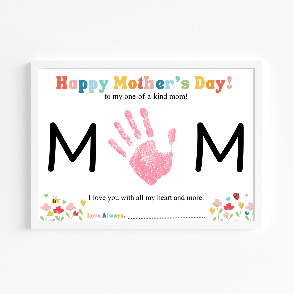 Mother’s Day Handprint Craft Printable | MOM Handprint Keepsake Gift from Kids | Preschool DIY Mother’s Day Art | Personalized Mom Gift PDF
