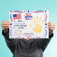 250 Years of Freedom Handprint Craft Printable, Happy Birthday America Keepsake, I Was This Small When America Turned 250, July 4th Activity