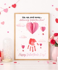 Valentine’s Day Handprint Craft Printable for Kids | Balloon Valentine Keepsake | Valentine Art PDF