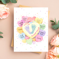 Valentine’s Day Baby Footprint Craft Printable | Sweetheart Keepsake Art | Valentine Candy Heart PDF
