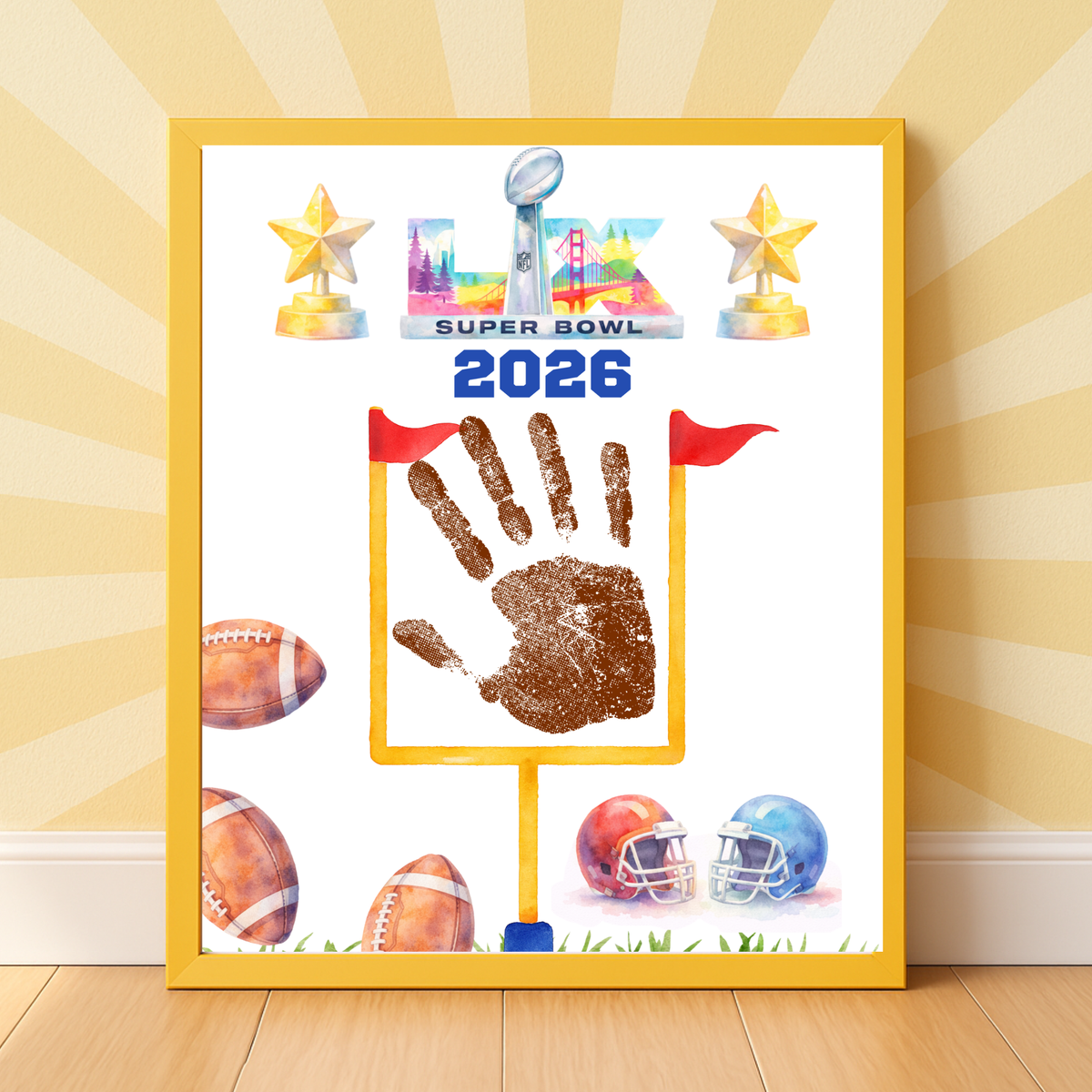 Football Championship 2026 Handprint Craft Printable for Kids | Big Game Keepsake Art | Sports-Themed PDF