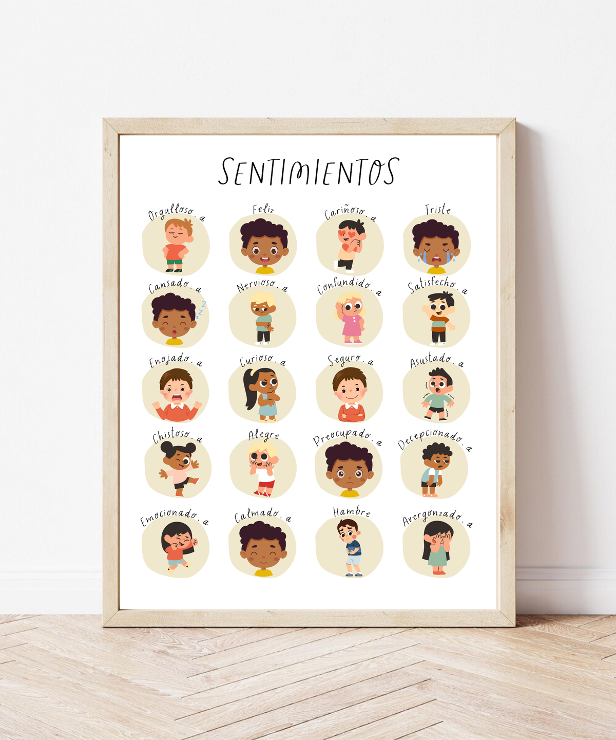 Spanish Feelings Poster | Emotional Awareness Chart for Kids | Educational Classroom & Home Wall Art