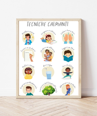 Italian Calming Techniques Poster | Emotional Regulation Chart for Kids | Educational Classroom & Home Wall Art