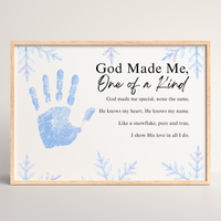 Winter Faith-Based Handprint Craft Printable | “God Made Me One of a Kind” Snowflake Keepsake | Christian Winter Art PDF
