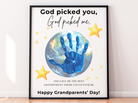 Grandparents Day Handprint Craft Printable | “God Picked You, God Picked Me” Faith-Based Grandparent Keepsake | Kids Christian Art PDF