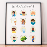 Spanish Calming Techniques Poster | Emotional Regulation Chart for Kids | Educational Classroom & Home Wall Art