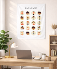 Spanish Feelings Wall Tapestry (Male) – Emotional Awareness & Language Learning Support