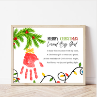 Christian Christmas Handprint Craft for Kids | Loved By God Christmas Ornament Keepsake Printable + Free Coloring Page