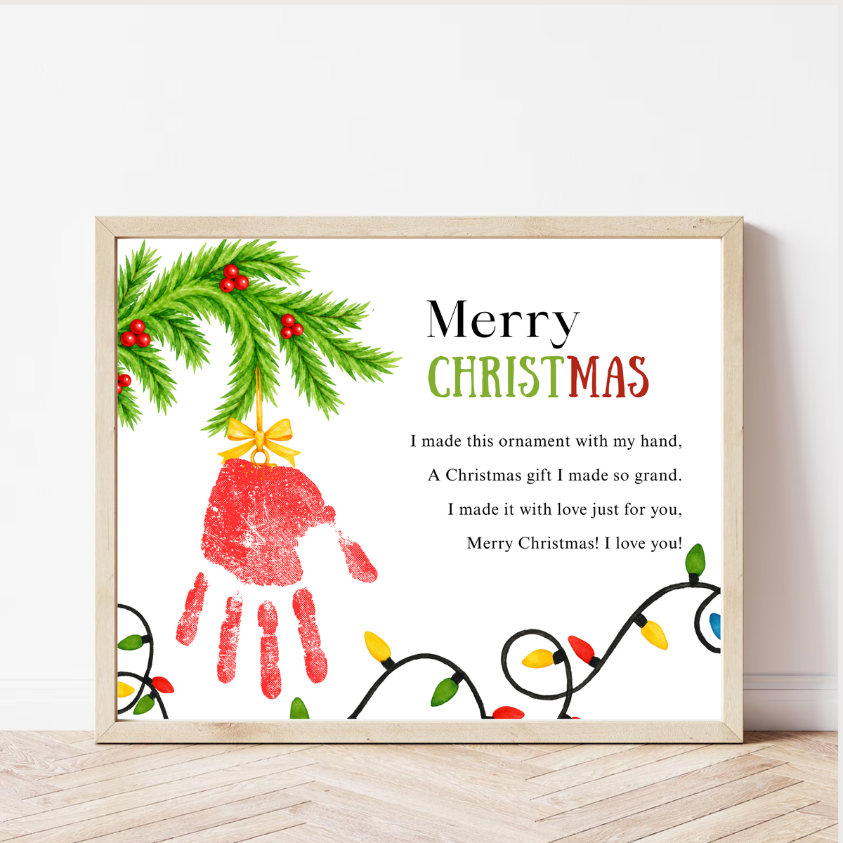 Christmas Ornament Handprint Poem  Craft for Kids | Merry Christmas Keepsake Printable + Free Coloring Page