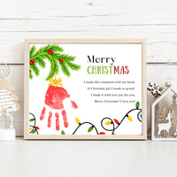 Christmas Ornament Handprint Poem  Craft for Kids | Merry Christmas Keepsake Printable + Free Coloring Page