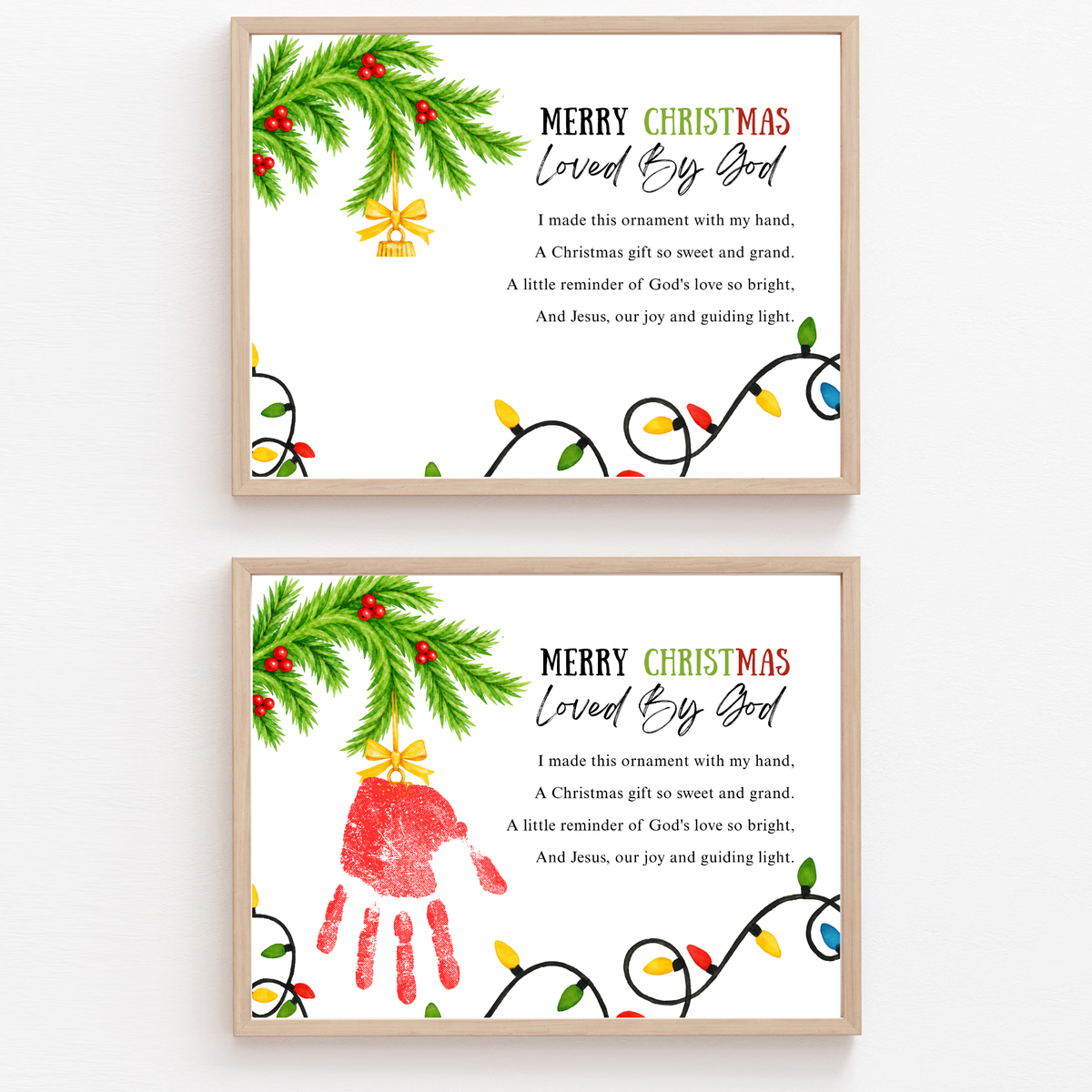 Christian Christmas Handprint Craft for Kids | Loved By God Christmas Ornament Keepsake Printable + Free Coloring Page