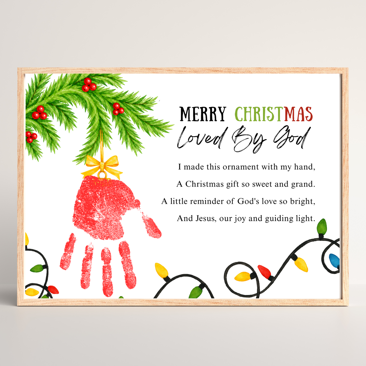 Christian Christmas Handprint Craft for Kids | Loved By God Christmas Ornament Keepsake Printable + Free Coloring Page