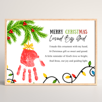 Christian Christmas Handprint Craft for Kids | Loved By God Christmas Ornament Keepsake Printable + Free Coloring Page