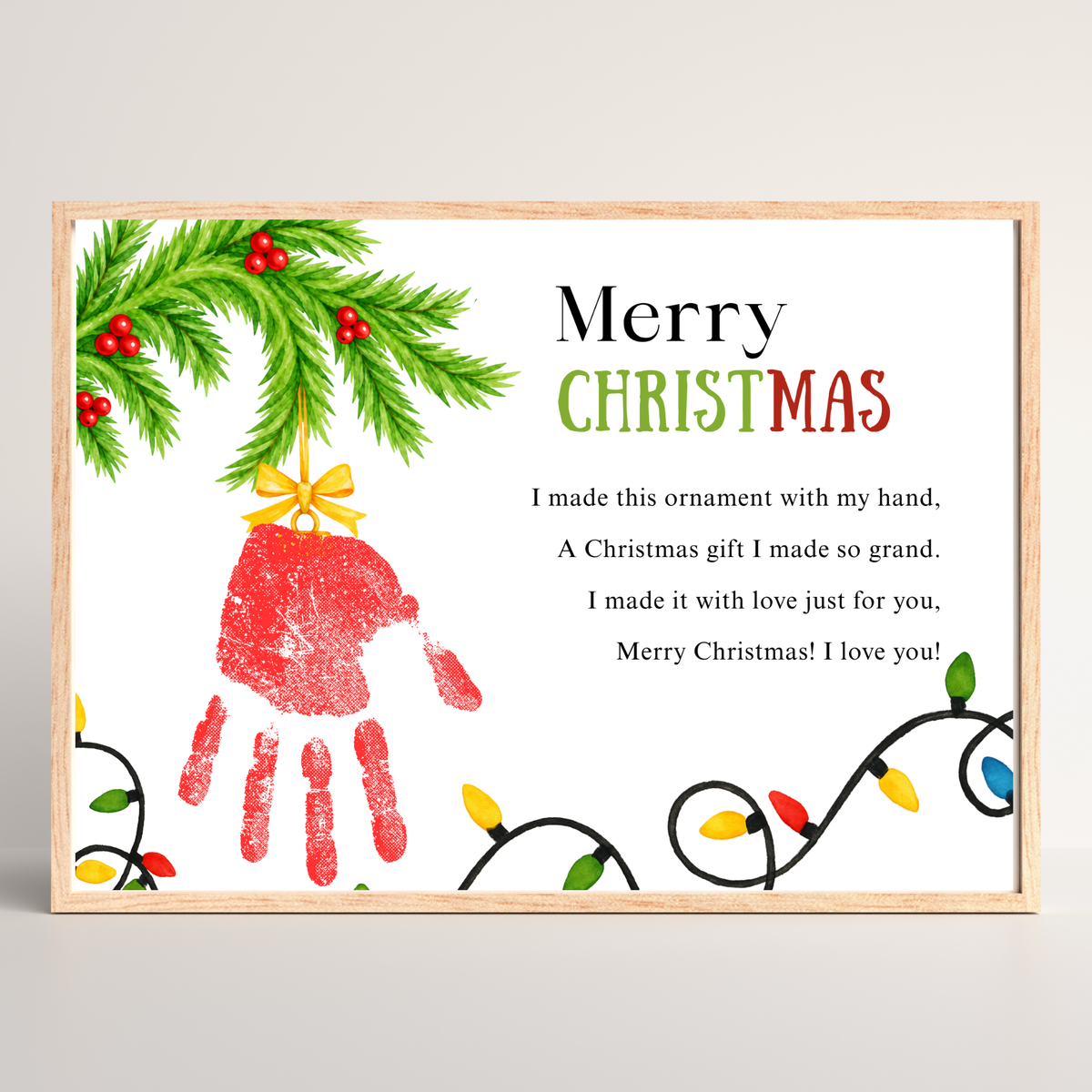 Christmas Ornament Handprint Poem  Craft for Kids | Merry Christmas Keepsake Printable + Free Coloring Page