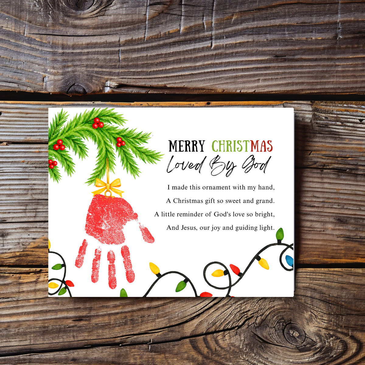 Christian Christmas Handprint Craft for Kids | Loved By God Christmas Ornament Keepsake Printable + Free Coloring Page