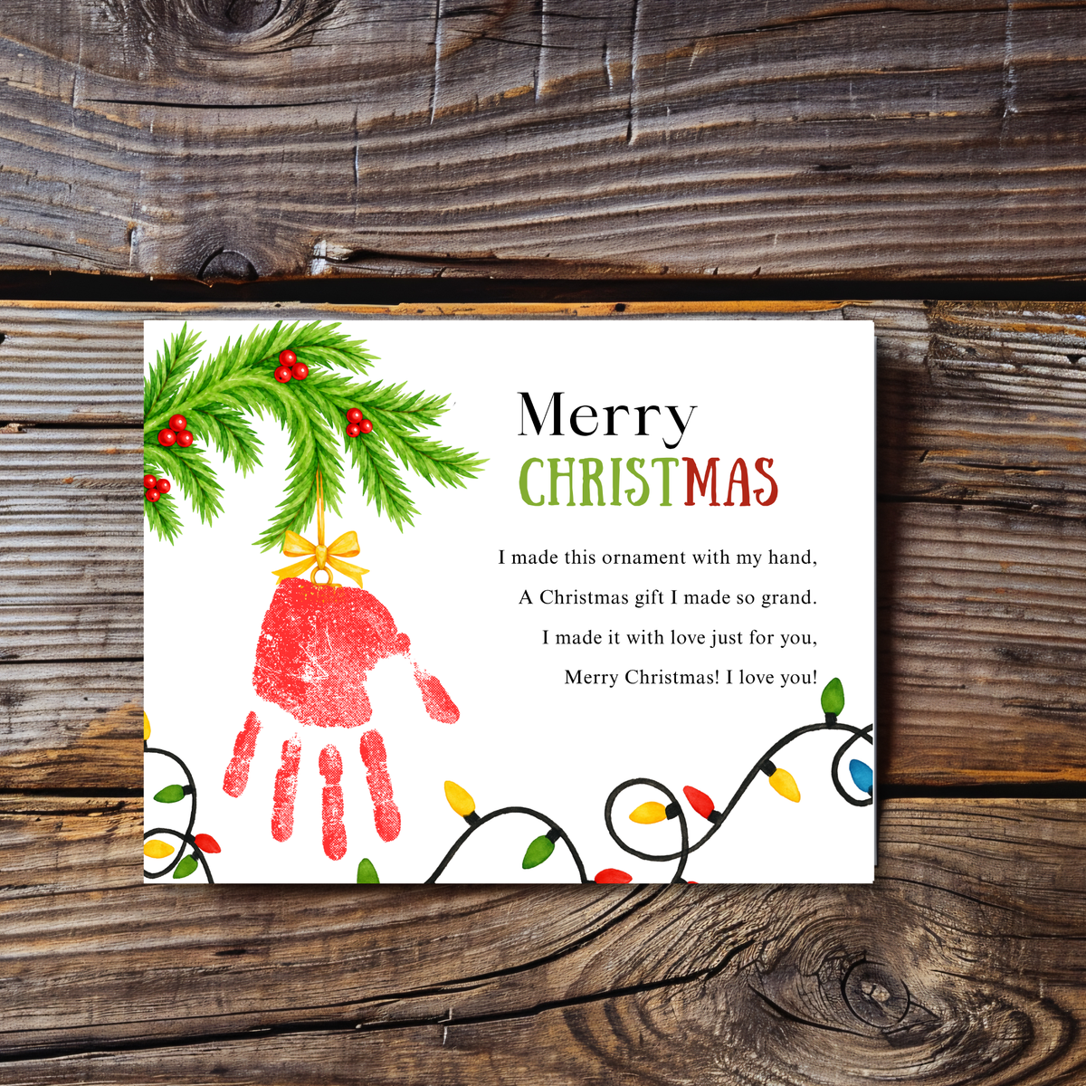 Christmas Ornament Handprint Poem  Craft for Kids | Merry Christmas Keepsake Printable + Free Coloring Page