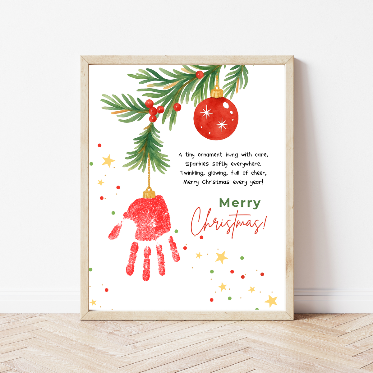 Christmas Ornament Handprint Craft | Christmas Keepsake Printable | Preschool Christmas Handprint Activity | Holiday Classroom Craft