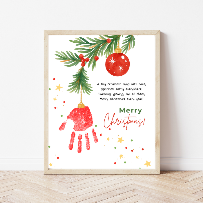 Christmas Ornament Handprint Craft | Christmas Keepsake Printable | Preschool Christmas Handprint Activity | Holiday Classroom Craft
