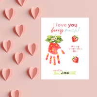 Valentine Strawberry Handprint Craft Printable | I Love You Berry Much | Kids Valentine Keepsake | Sweet Berry Art PDF