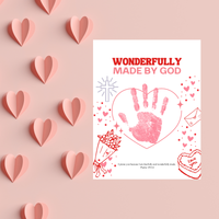 Valentine’s Day Christian Handprint Craft Printable | Wonderfully Made by God | Psalm 139:14 Kids Keepsake PDF