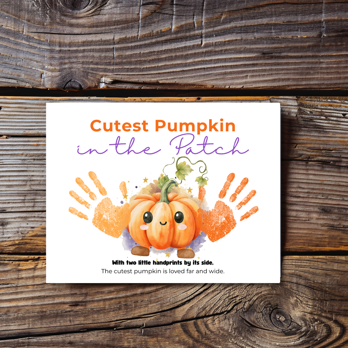 Pumpkin Handprint Craft Printable | Cutest Pumpkin in the Patch | Fall Keepsake Activity for Preschool & Kindergarten