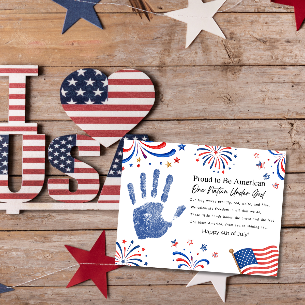 Christian 4th of July Handprint Craft for Kids | One Nation Under God Patriotic Preschool & Kindergarten Activity