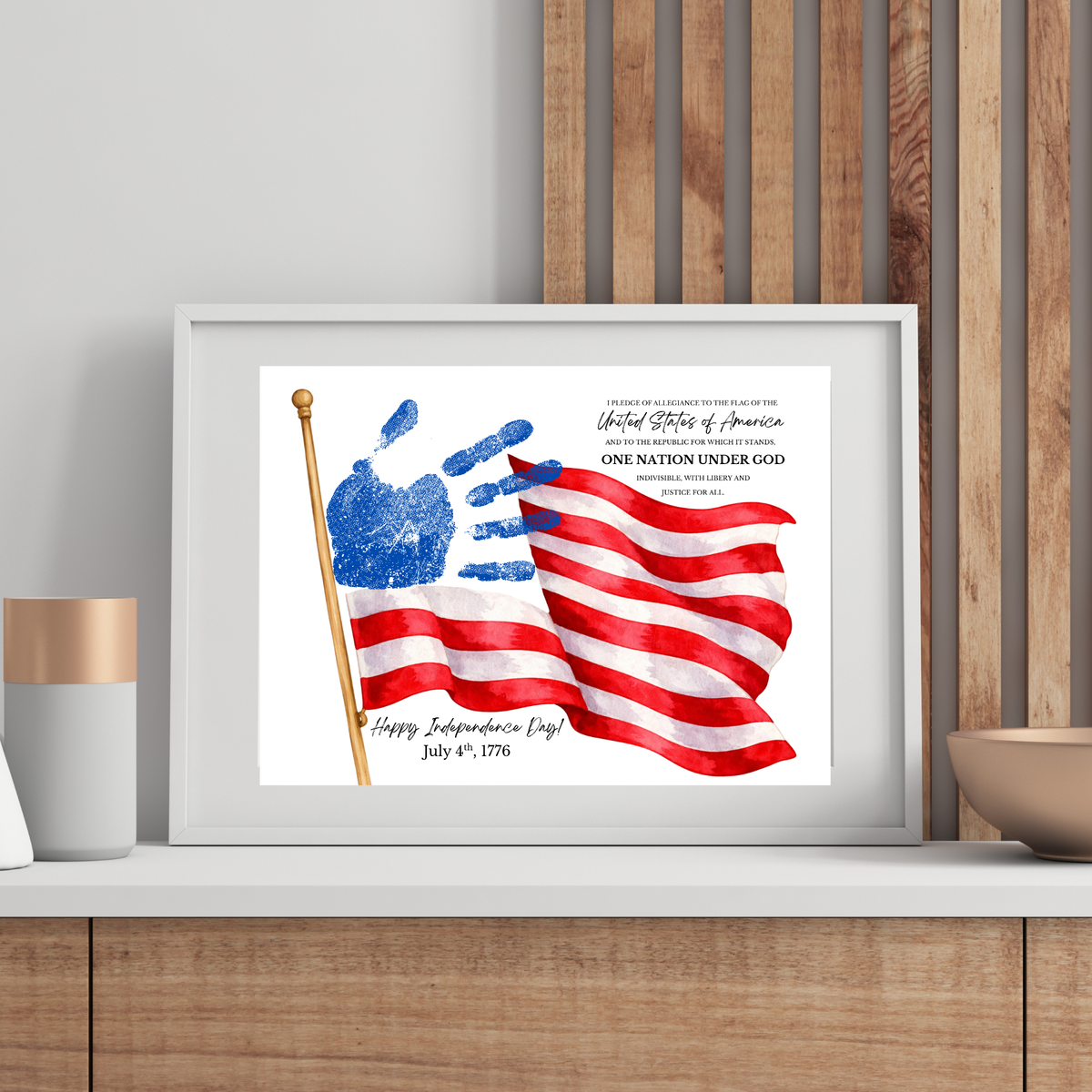 Happy Independence Day Handprint Craft Printable | July 4th Flag Handprint Art | Patriotic USA Keepsake Activity for Kids | Fourth of July Craft