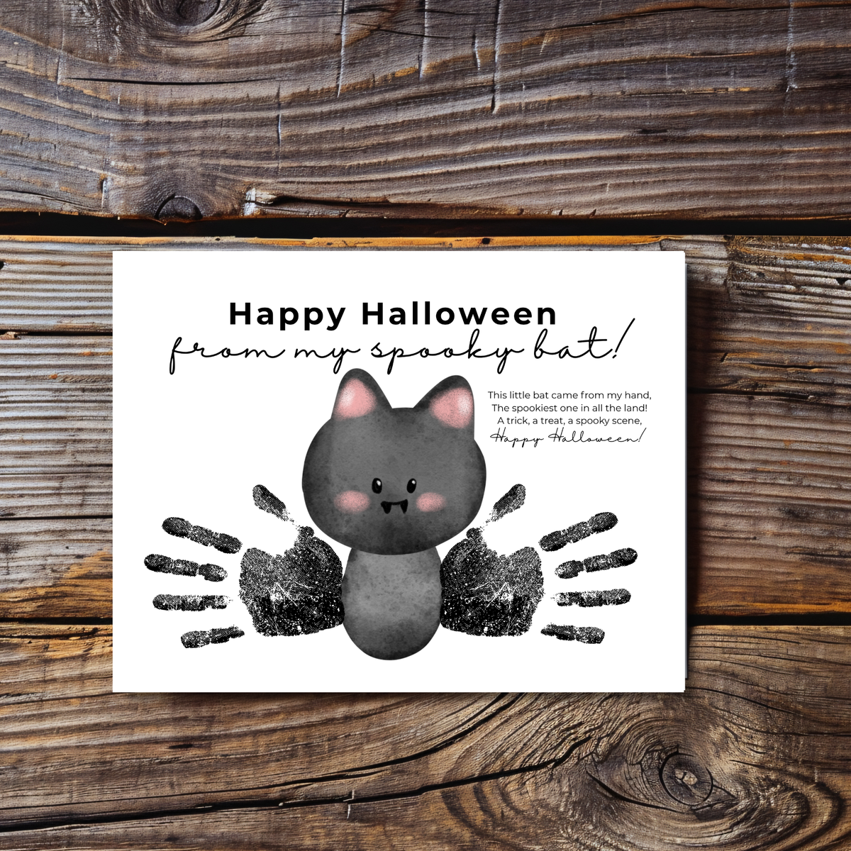Happy Halloween Bat Handprint Craft Printable | Spooky Bat Keepsake for Kids | Preschool Halloween Activity | Daycare & Classroom Craft