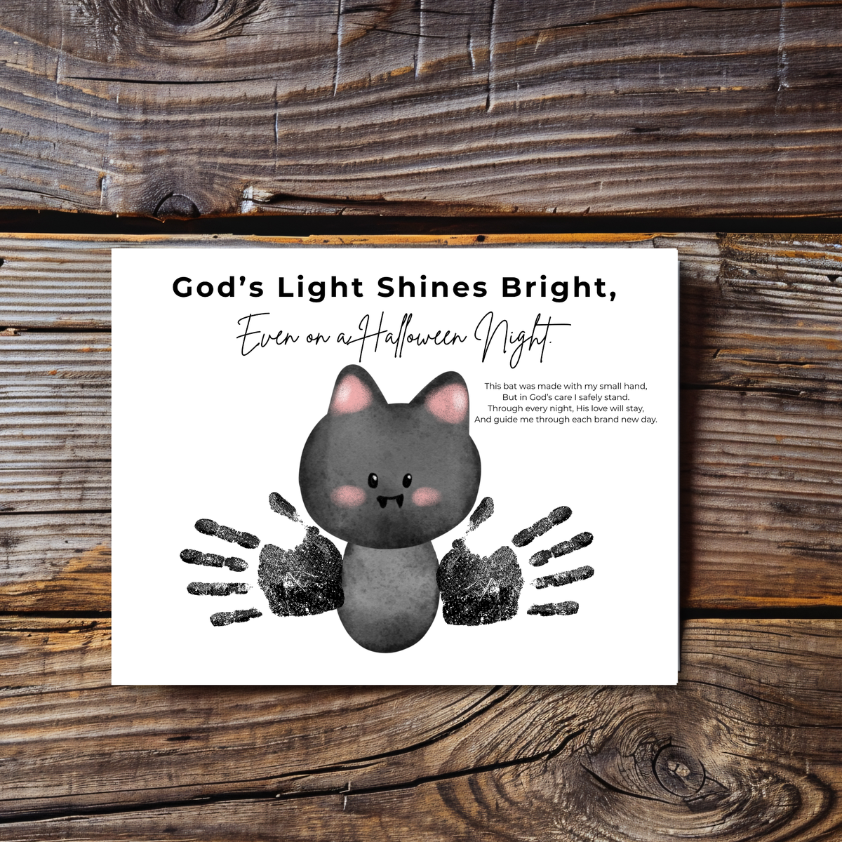 Christian Halloween Bat Handprint Craft Printable | Faith-Based Halloween Keepsake Activity for Kids | Preschool Christian Halloween Craft | Sunday School Printable