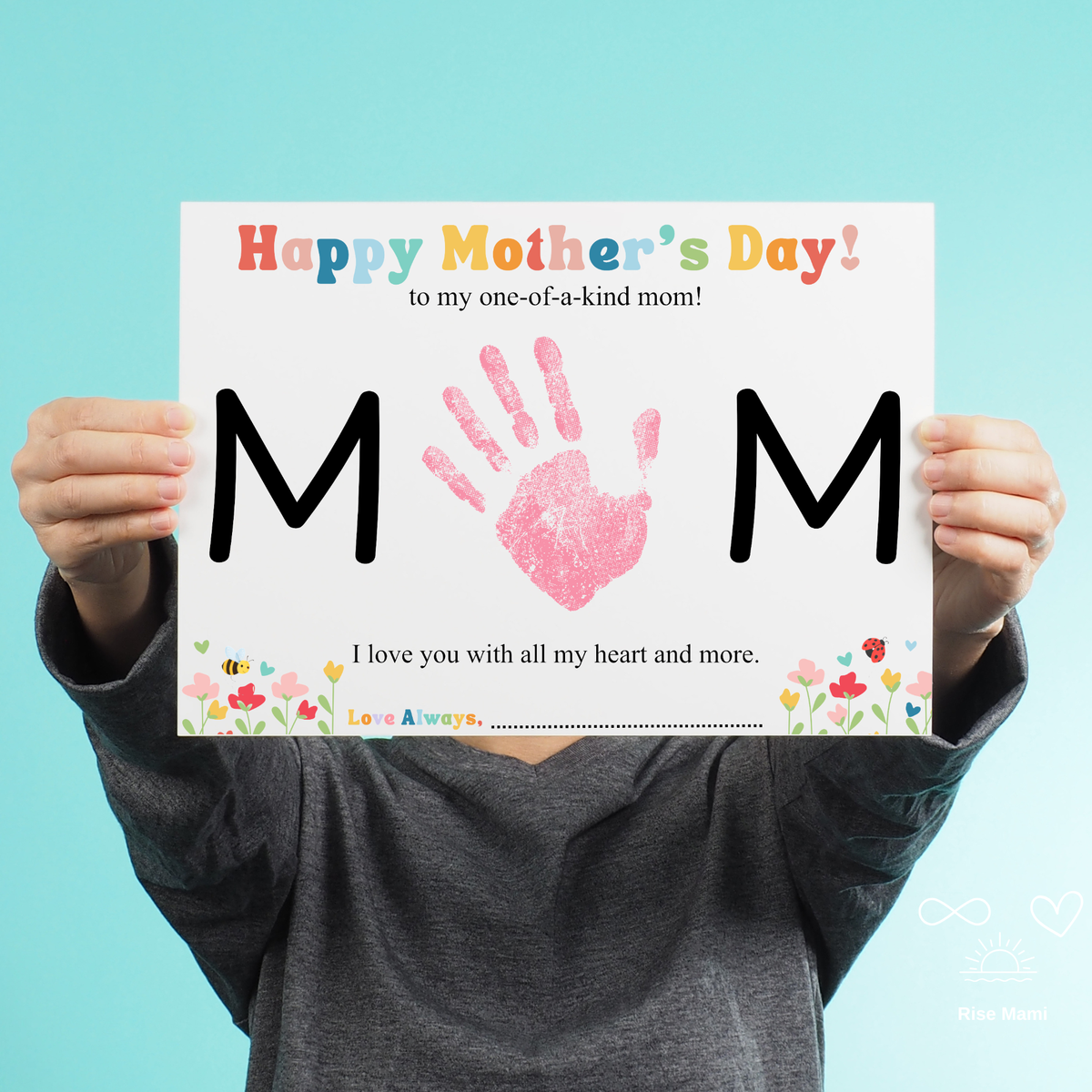 Mother’s Day Handprint Craft Printable | MOM Handprint Keepsake Gift from Kids | Preschool DIY Mother’s Day Art | Personalized Mom Gift PDF