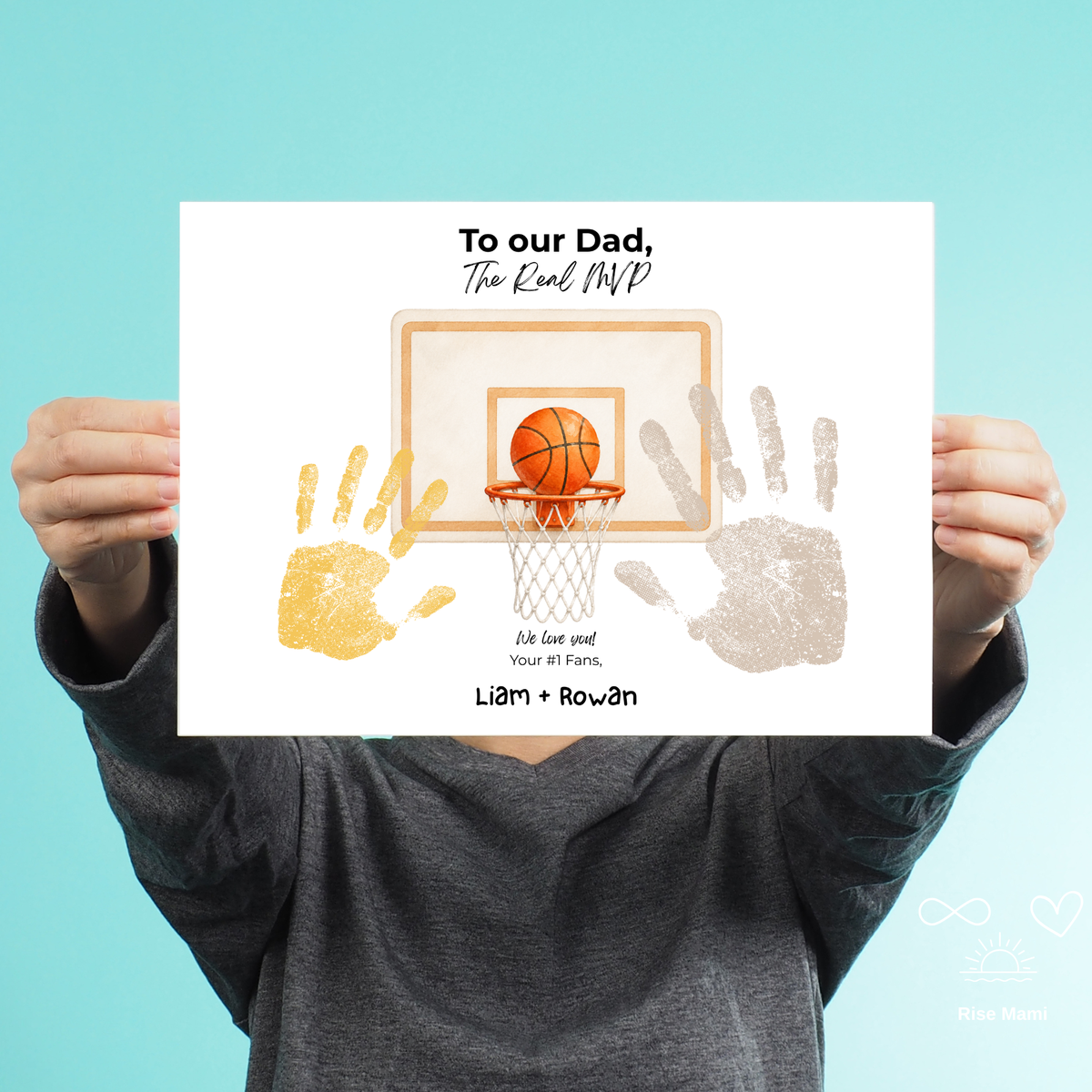Basketball Handprint Craft for Dad, To Our Dad The Real MVP Printable, Father’s Day Basketball Keepsake from Kids, Sports Dad Gift