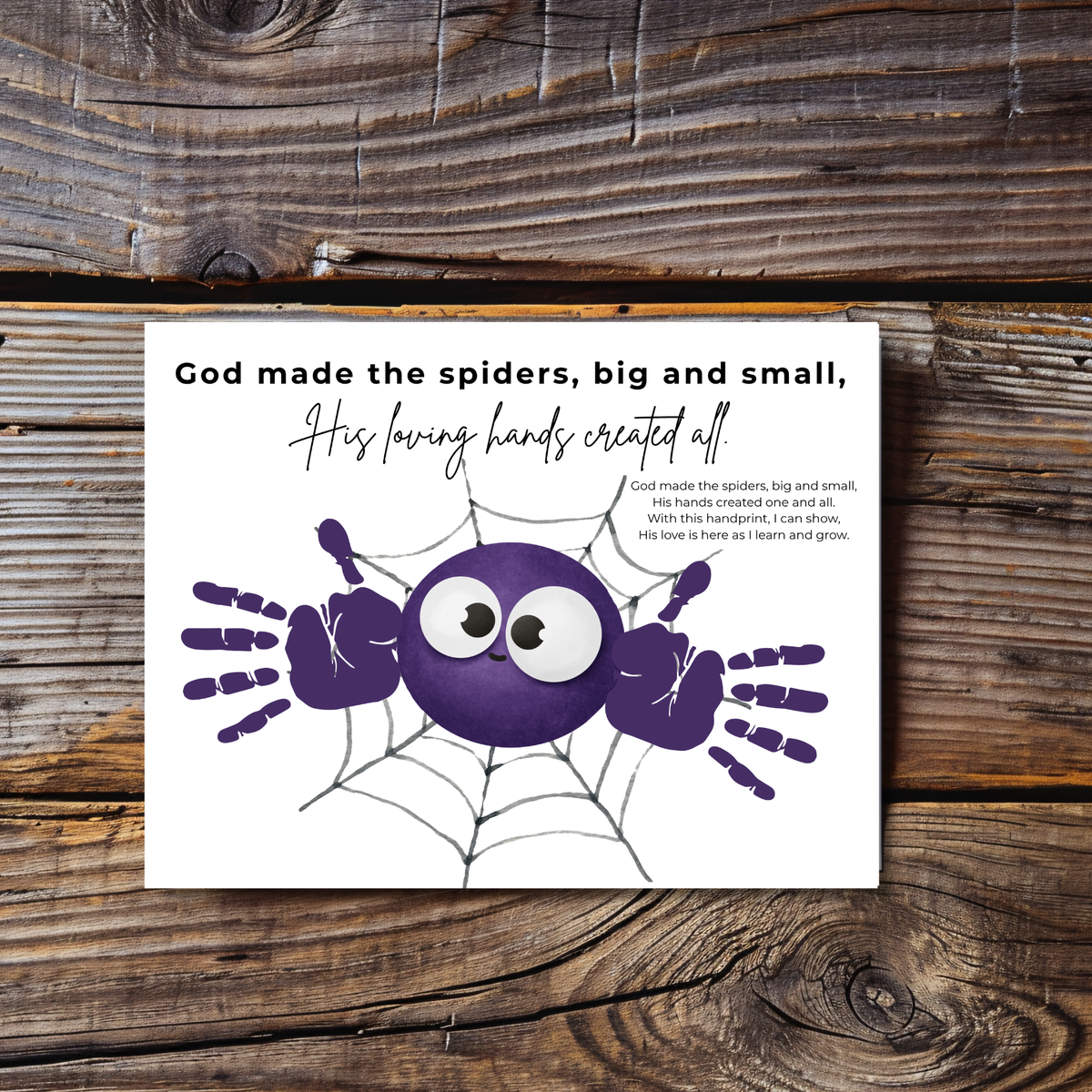 Christian Halloween Spider Handprint Craft Printable | God Made the Spiders Kids Craft | Sunday School Halloween Activity | Christian Keepsake