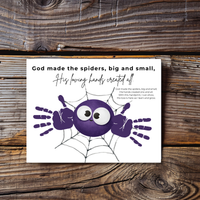 Christian Halloween Spider Handprint Craft Printable | God Made the Spiders Kids Craft | Sunday School Halloween Activity | Christian Keepsake