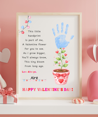 Valentine’s Day Handprint Craft Printable for Kids | Keepsake Art | Valentine Flower Design