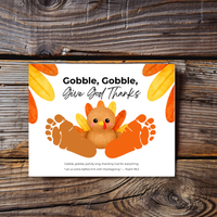 Christian Thanksgiving Turkey Footprint Craft Printable, Gobble Gobble Give God Thanks, Baby's First Thanksgiving, Faith-Based Keepsake