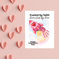 Valentine Rocket Handprint Craft Printable for Kids | Faith-Based Valentine Keepsake | Fueled by Faith Launched by Love PDF
