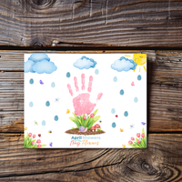 April Showers Bring May Flowers Handprint Craft Printable | Spring Handprint Keepsake | Preschool Spring Activity PDF