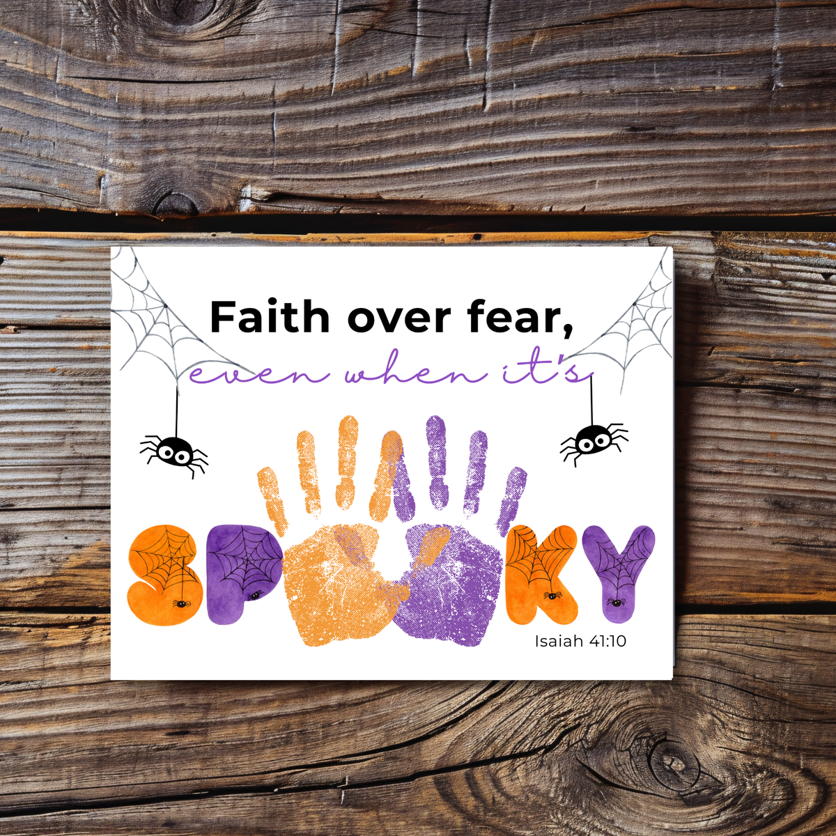 Christian Halloween Handprint Craft Printable | Faith Over Fear Kids Craft | Isaiah 41:10 Bible Activity | Sunday School Halloween Keepsake