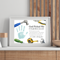 Christian VBS Construction Handprint Craft Printable | God Picked Me to Build Good Character | Vacation Bible School Keepsake Activity