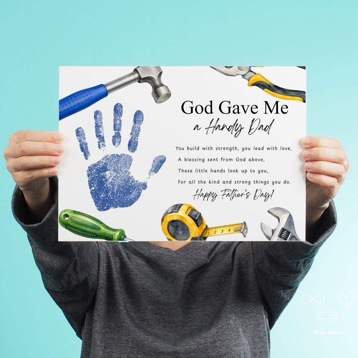 Christian Father’s Day Handprint Craft Printable, God Gave Me a Handy Dad, Tool Theme Father’s Day Keepsake, Faith Based Dad Gift