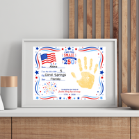250 Years of Freedom Handprint Craft Printable, Happy Birthday America Keepsake, I Was This Small When America Turned 250, July 4th Activity