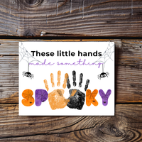 Halloween Handprint Craft Printable | These Little Hands Made Something Spooky | Halloween Keepsake for Kids | Preschool & Daycare Craft